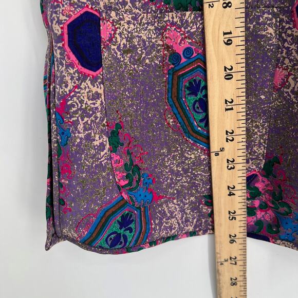 Women's Vintage Cheongsam Vest Purple Floral Frog Button Sleeveless Collared M/L - Picture 6 of 8